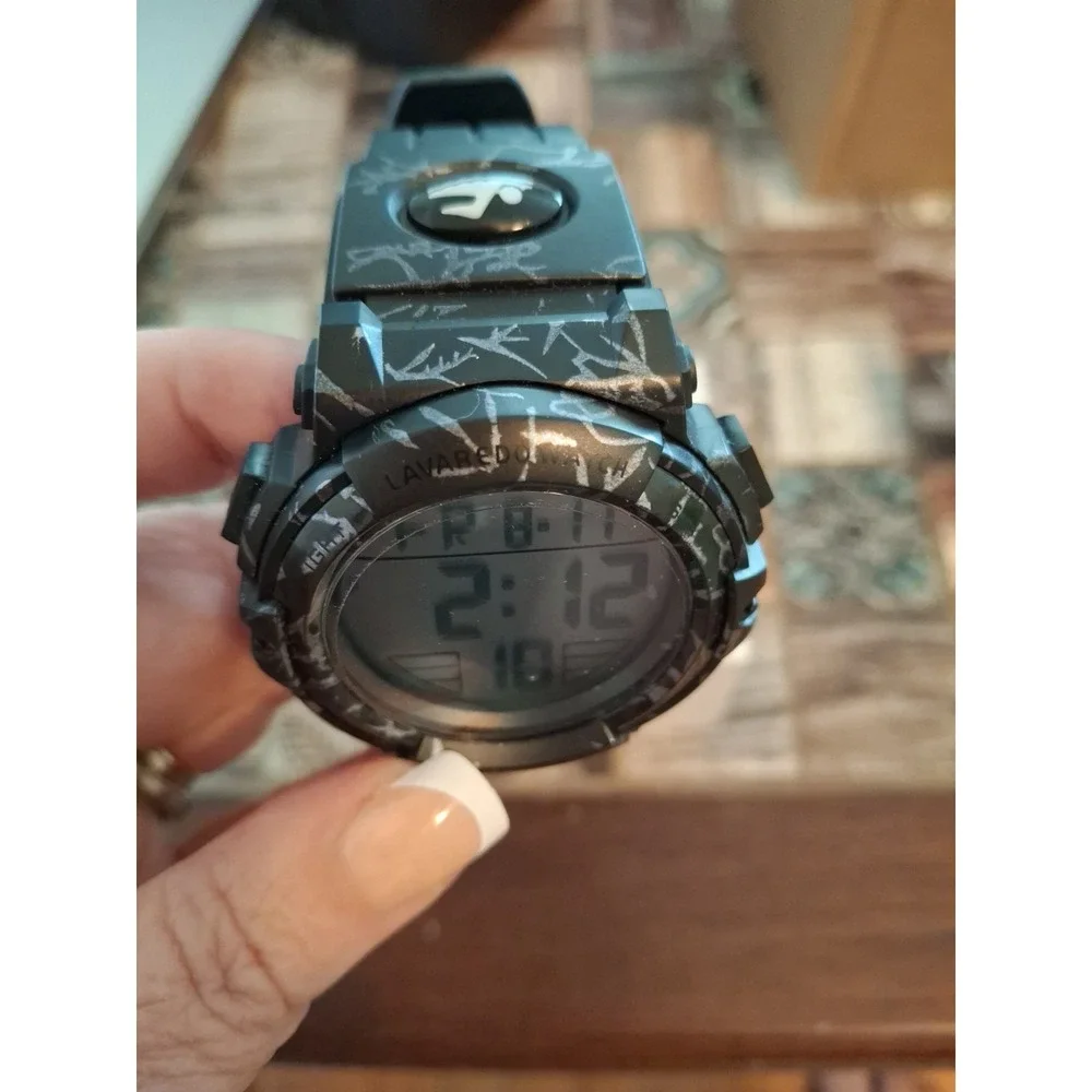 NIB Lavaredo Mens Digital Watch. Blk/Grey,LED Backlight,date,alarm,stopwatch.